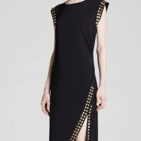 Michael Kors Studded Slit Dress – Black with Gold Studs large - Picture 1 of 6